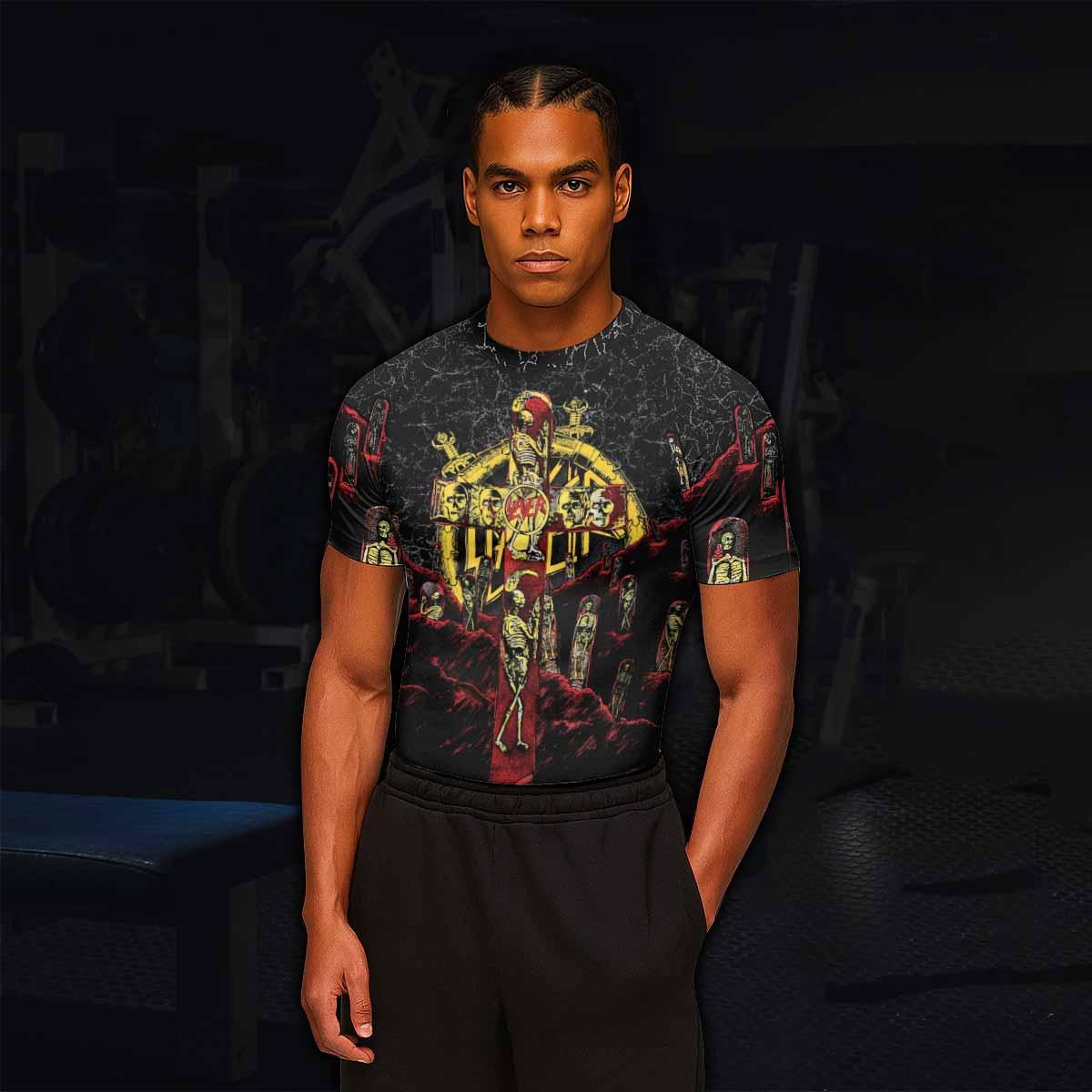 Vintage 1991 Slayer Men's Rash Guard Short Sleeve - lifestyle view