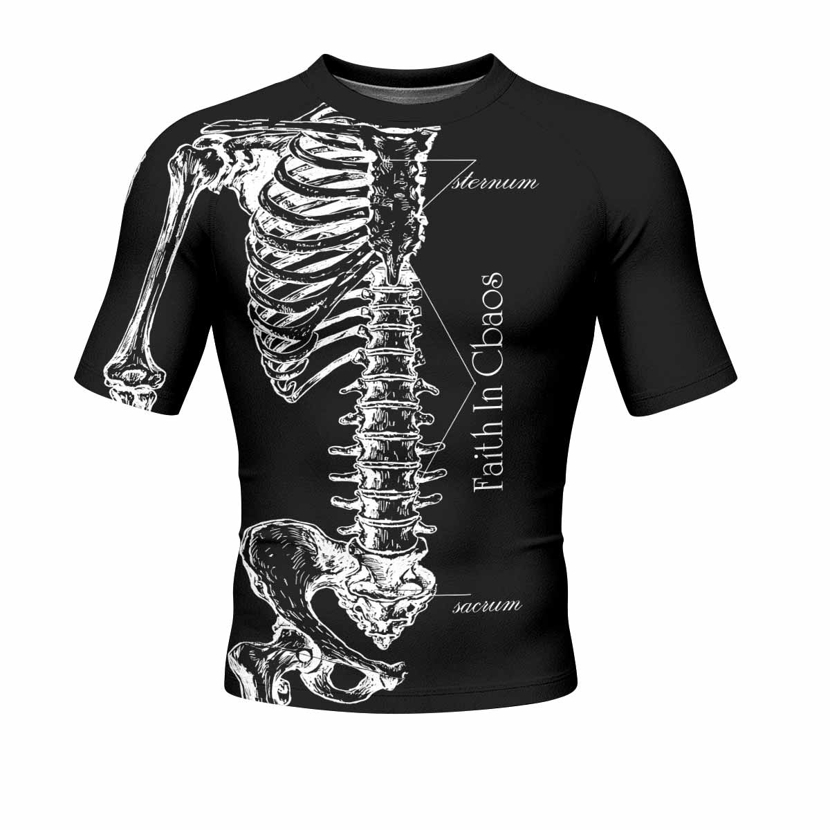 Faith In Chaos Skeleton Men's Rash Guard Short Sleeve - front view mockup