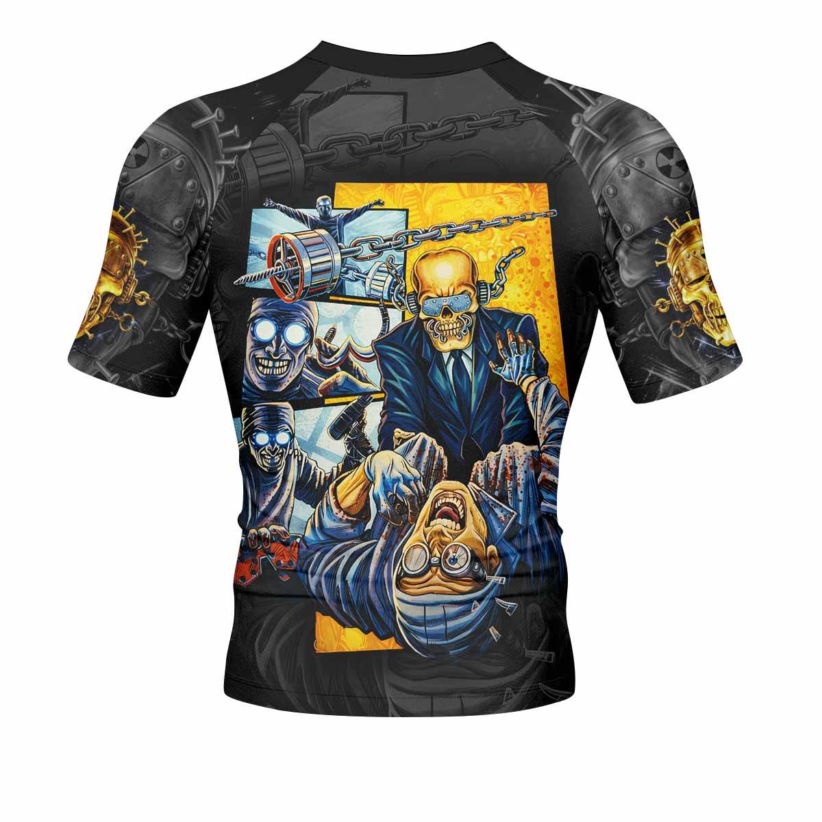 Megadeth Bloodstock Euro Tour Men's Rash Guard Short Sleeve - back view mockup