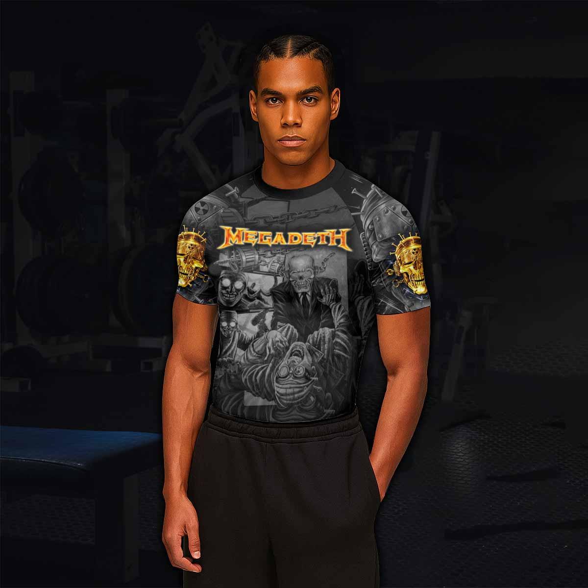Megadeth Bloodstock Euro Tour Men's Rash Guard Short Sleeve - lifestyle view