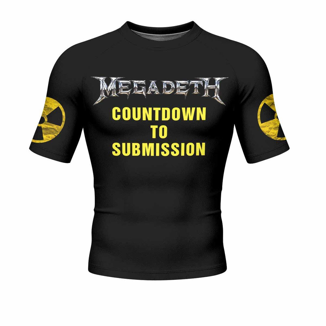 Megadeth Countdown to Submission Men's Rash Guard Short Sleeve - front and back view