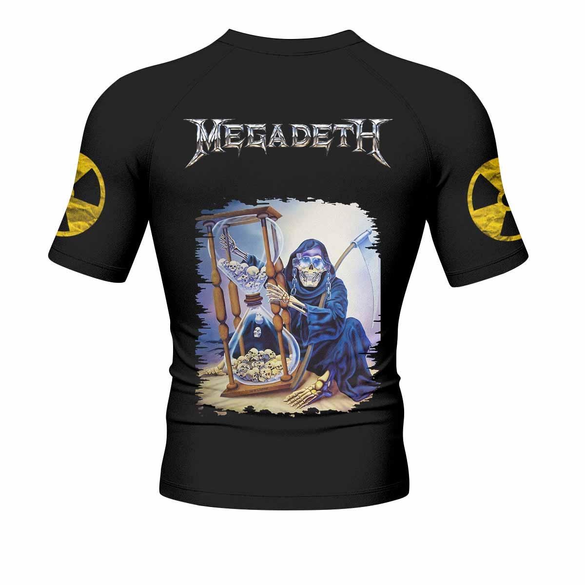 Megadeth Countdown to Submission Men's Rash Guard Short Sleeve - back view mockup