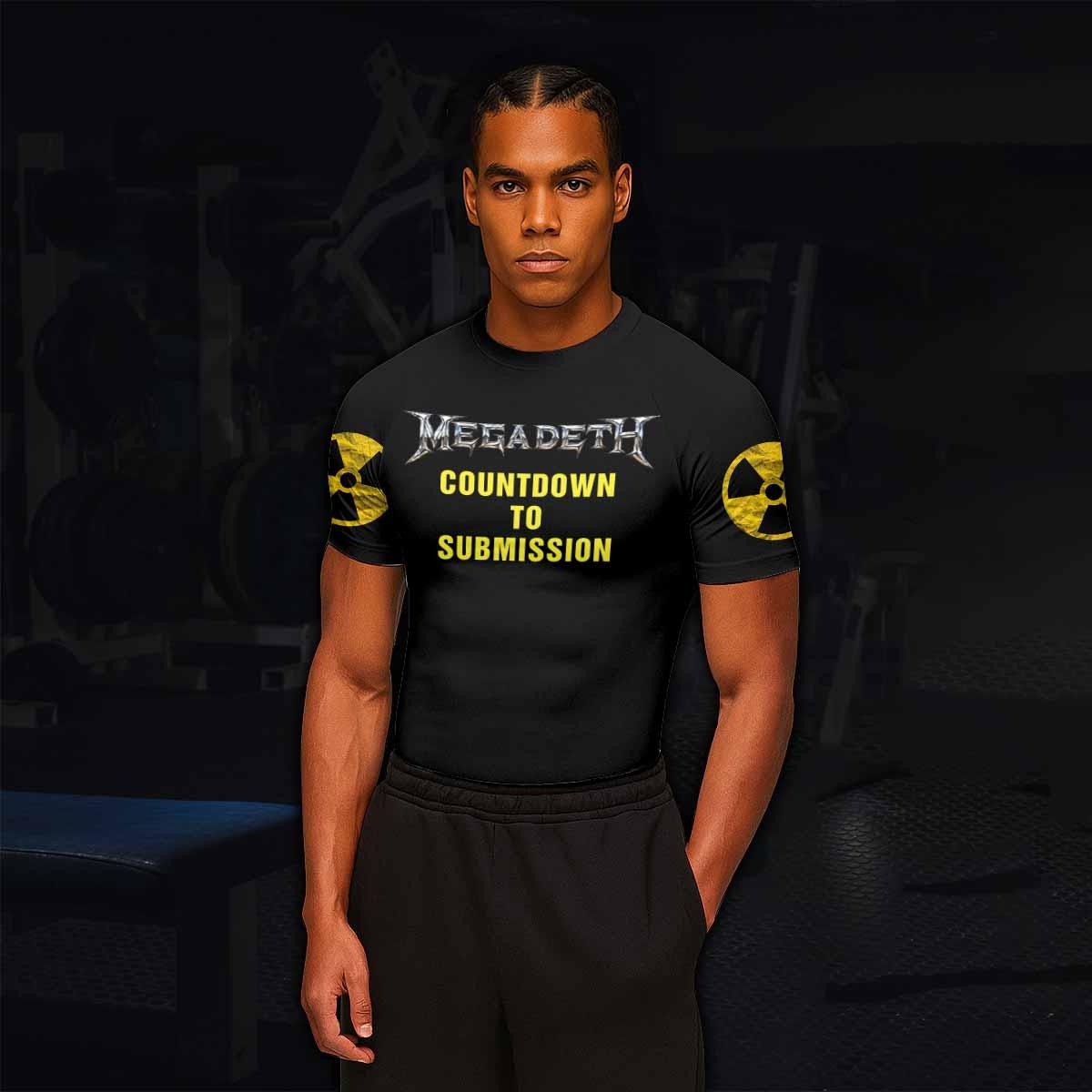Megadeth Countdown to Submission Men's Rash Guard Short Sleeve - lifestyle view