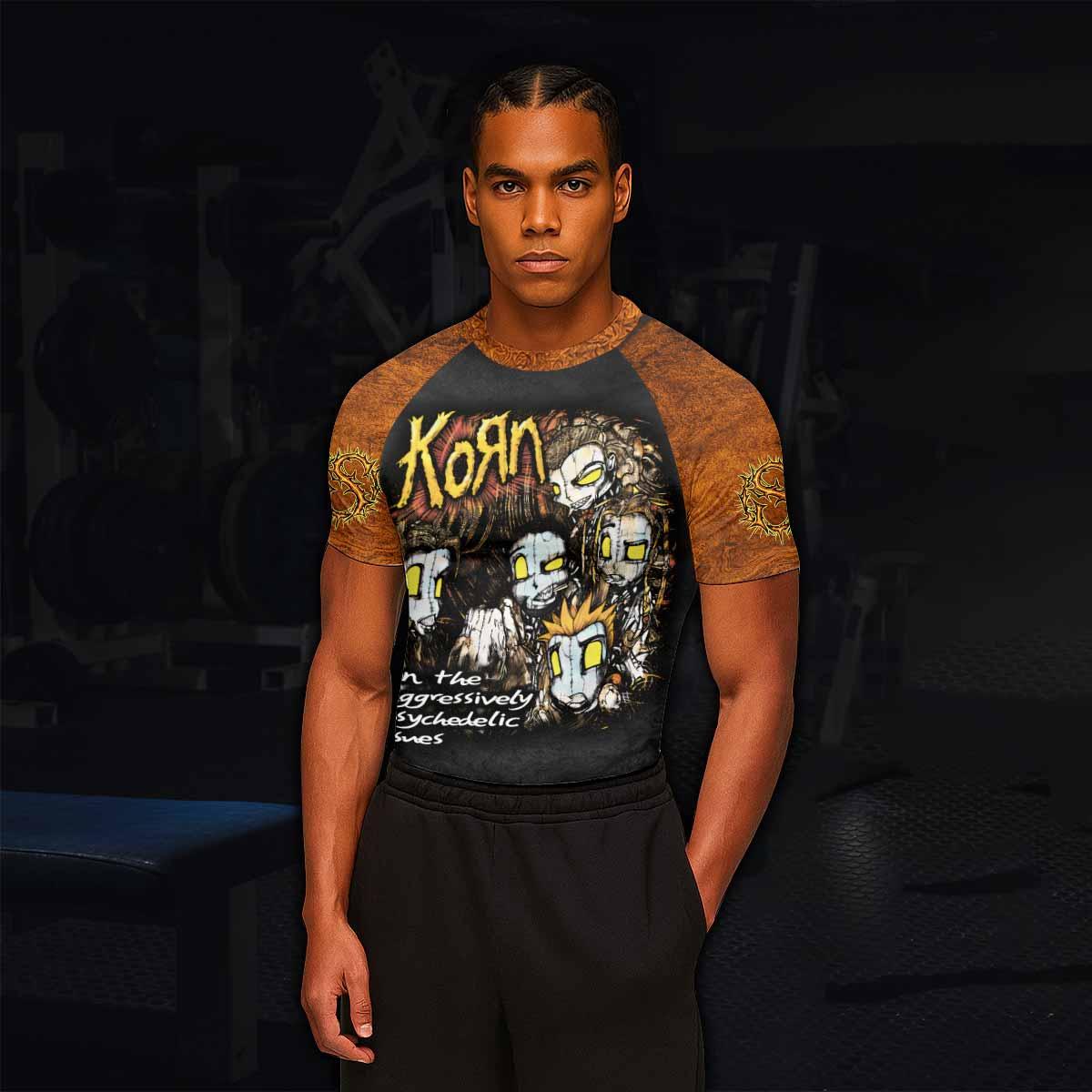 Follow the Leader Korn Men's Rash Guard Short Sleeve - lifestyle view