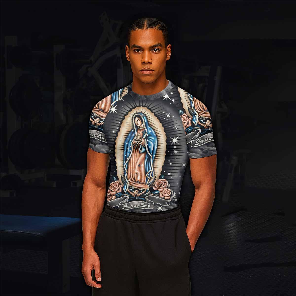 Peace on Earth Men's Rash Guard Short Sleeve - lifestyle view