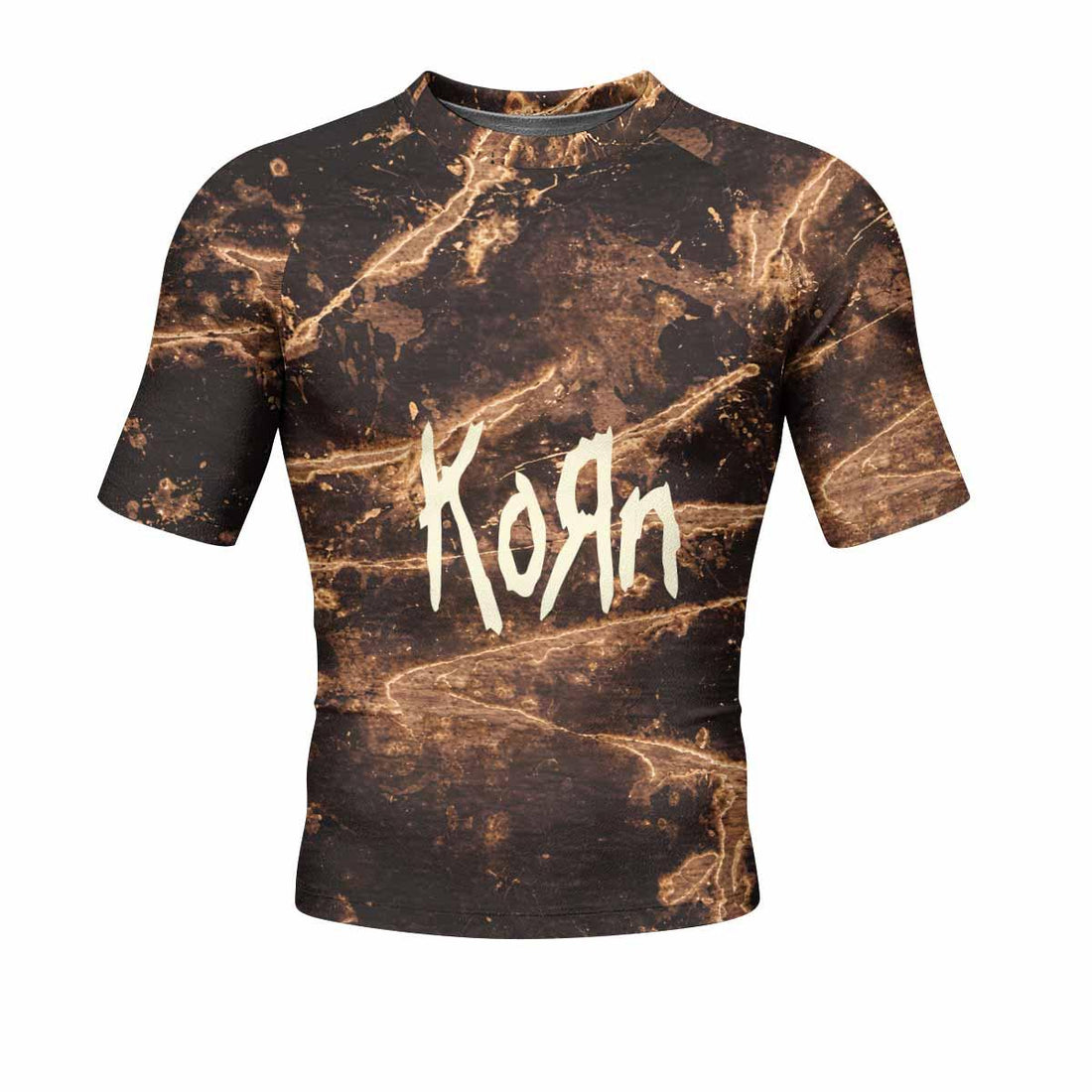 Are You Ready Korn Men's Rash Guard Short Sleeve - front and back view