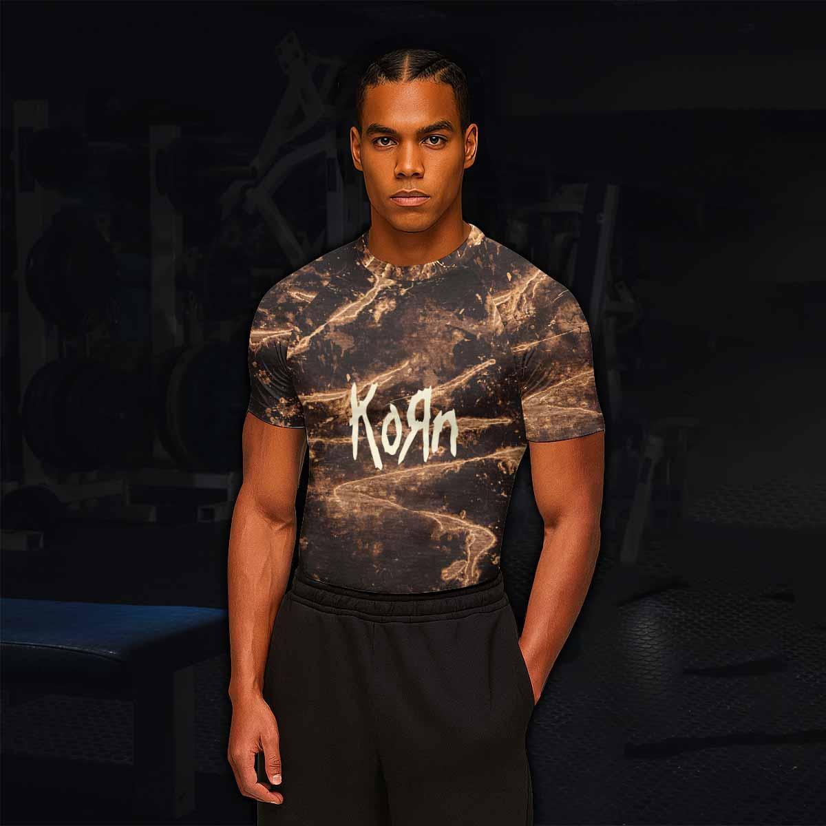 Are You Ready Korn Men's Rash Guard Short Sleeve - lifestyle view