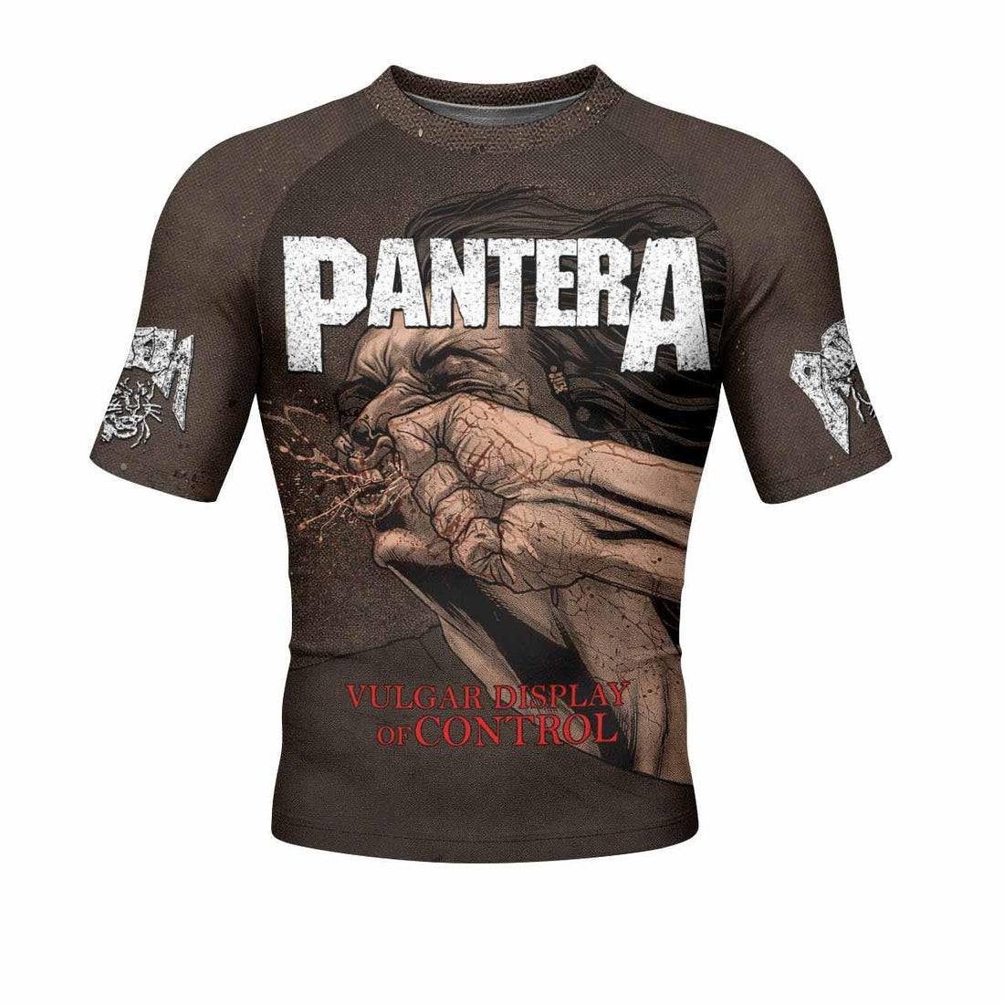 Pantera Vulgar Display Of Control Men's Rash Guard Short Sleeve - front and back view