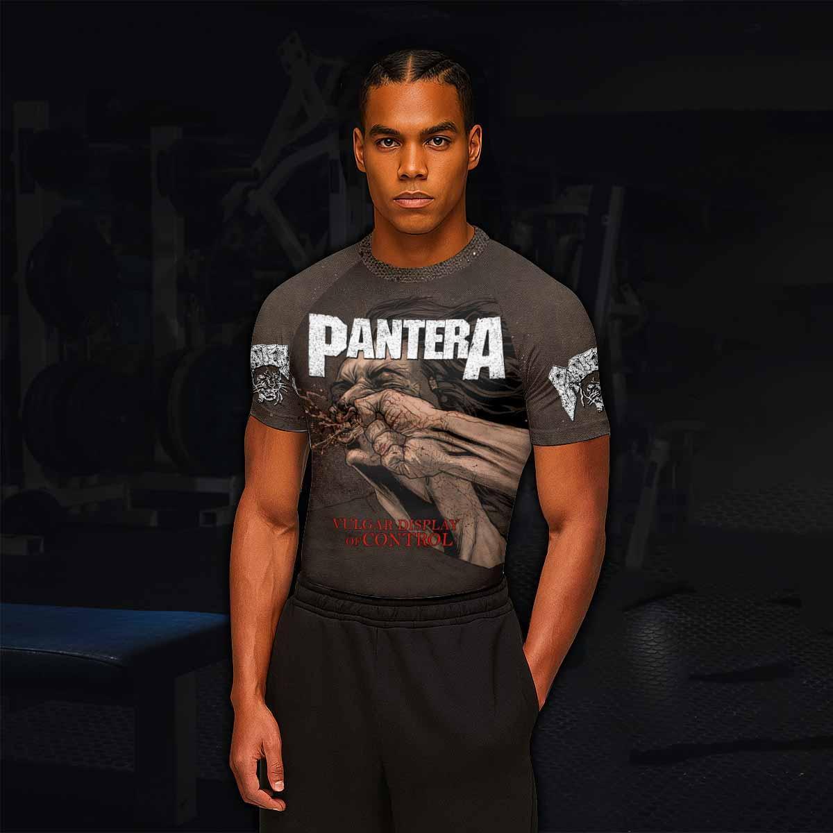 Pantera Vulgar Display Of Control Men's Rash Guard Short Sleeve - lifestyle view