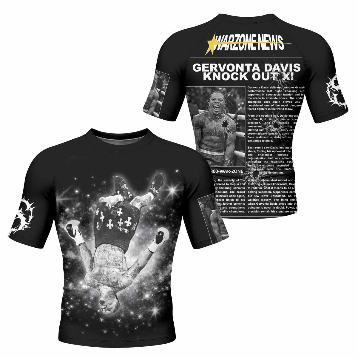 Gervonta Tank Davis Flip Men's Rash Guard Short Sleeve - front and back view