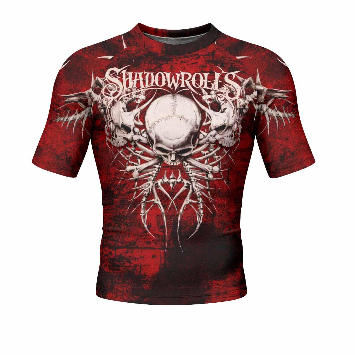 Blood Spine Skull Men's Rash Guard Short Sleeve - front view mockup