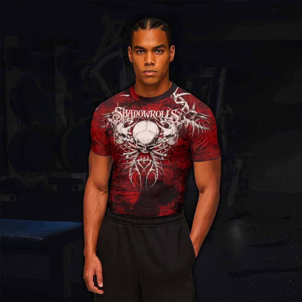 Blood Spine Skull Men's Rash Guard Short Sleeve - lifestyle view