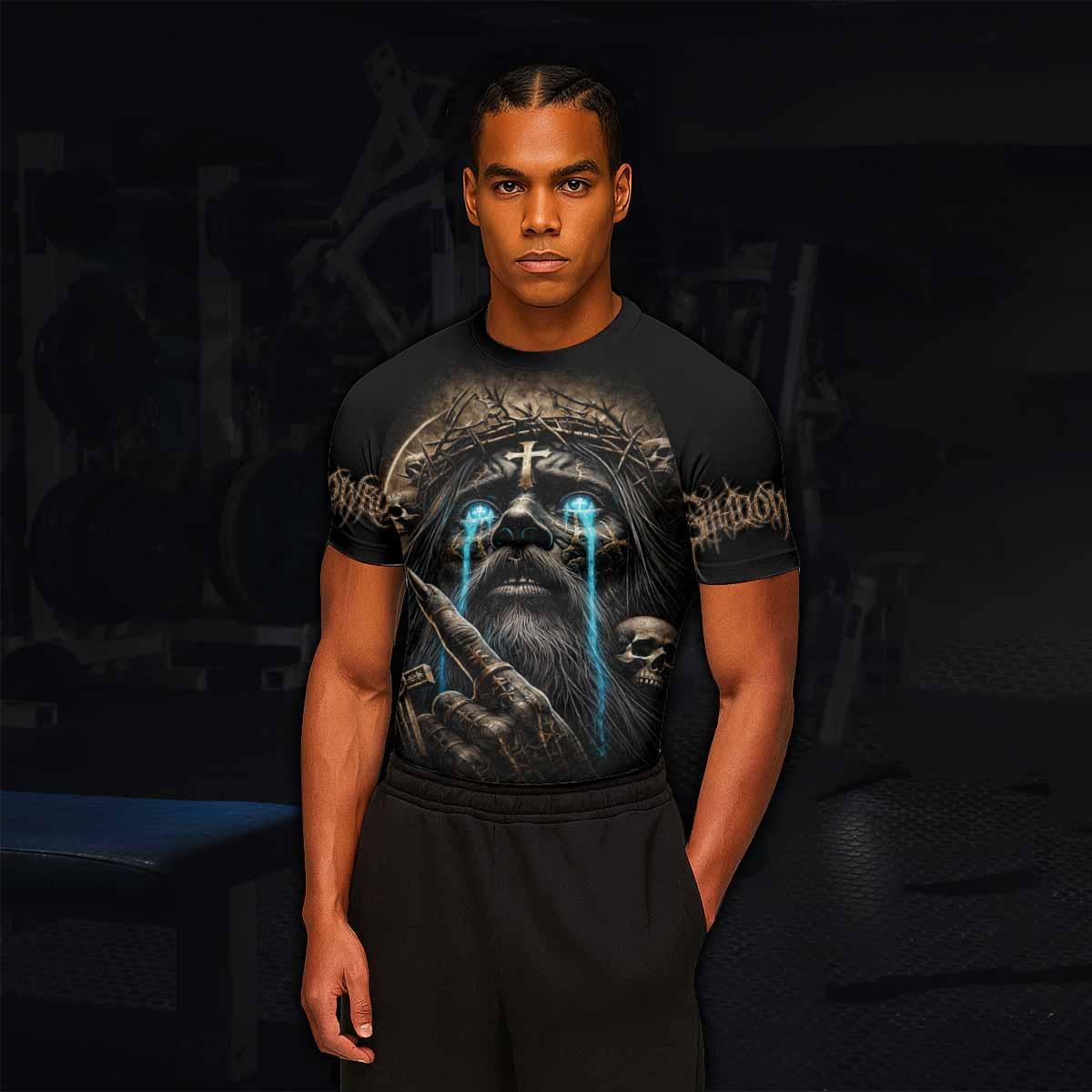Tears Of Christ Men's Rash Guard Short Sleeve - lifestyle view
