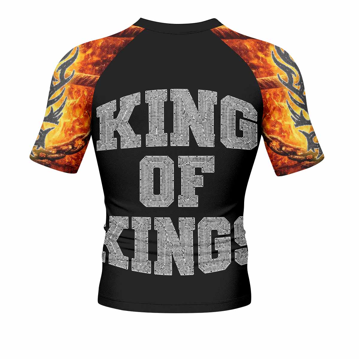 Saint King of Kings Men's Rash Guard Short Sleeve - back view mockup
