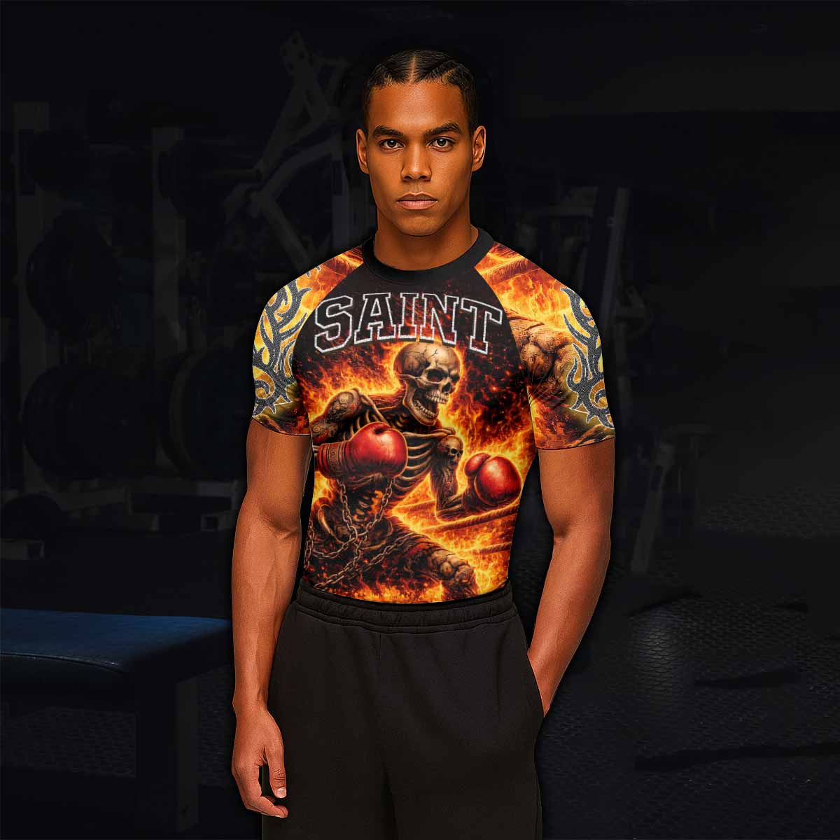 Saint King of Kings Men's Rash Guard Short Sleeve - lifestyle view