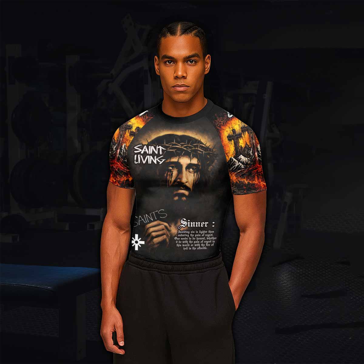 Saint Living Men's Rash Guard Short Sleeve - lifestyle view