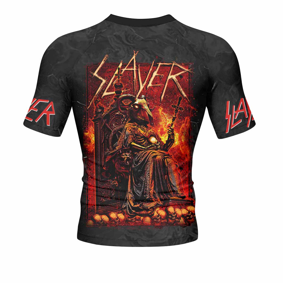 Slayer Goat Skull Men's Rash Guard Short Sleeve - back view mockup