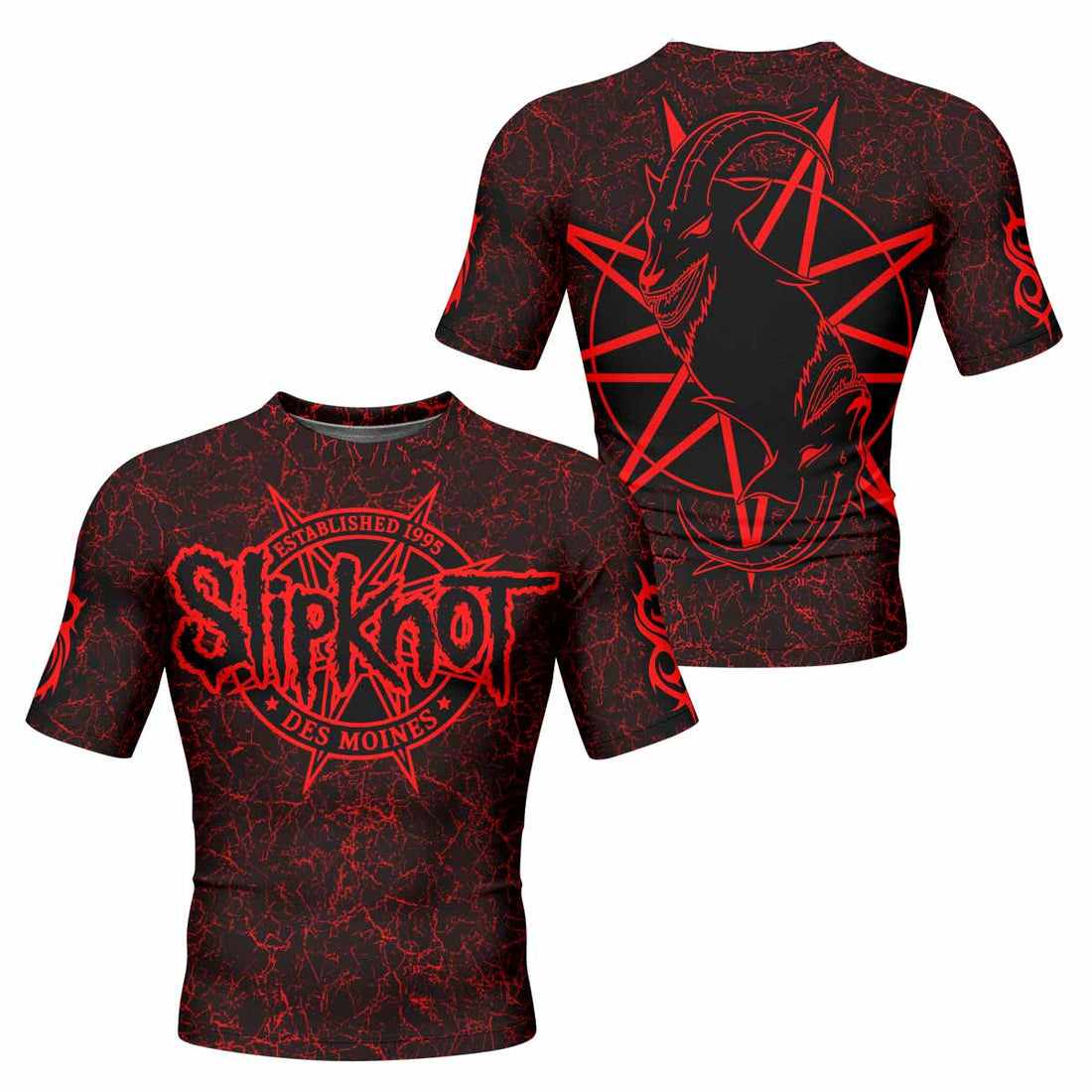 Slipknot Rotting Goat Men's Rash Guard Short Sleeve - front and back view