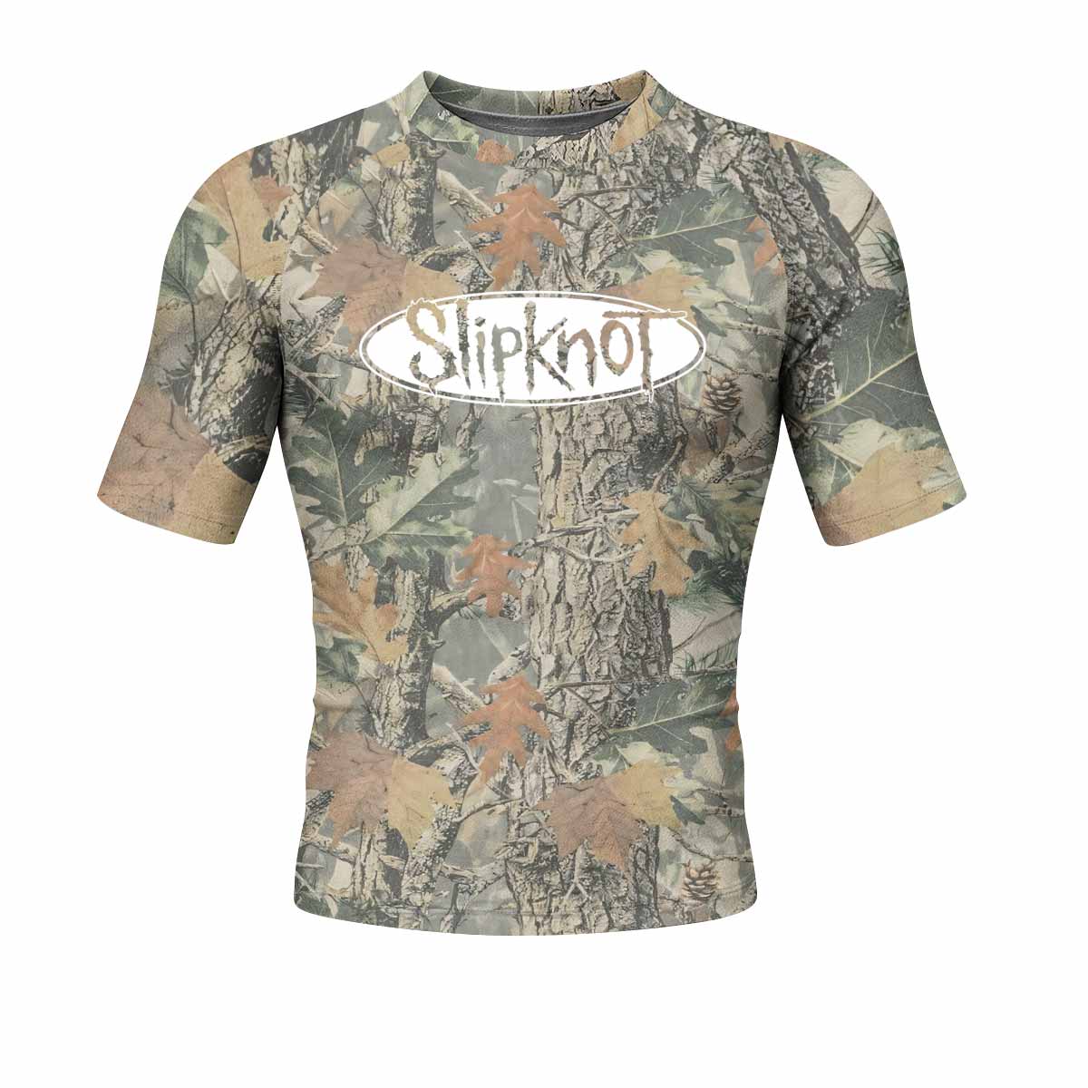Slipknot Forest Camo Men's Rash Guard Short Sleeve - front view mockup