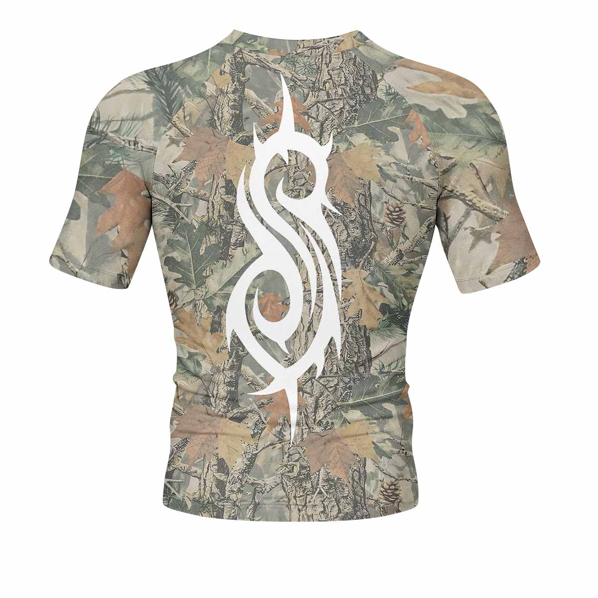 Slipknot Forest Camo Men's Rash Guard Short Sleeve - back view mockup