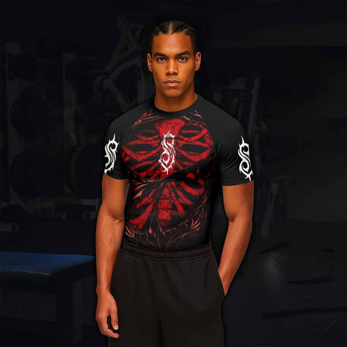 Slipknot Crimson Ribcage Men's Rash Guard Short Sleeve - lifestyle view