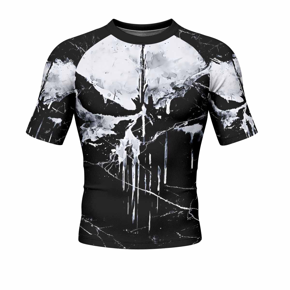 Punisher War Skull Men's Rash Guard Short Sleeve - front view mockup