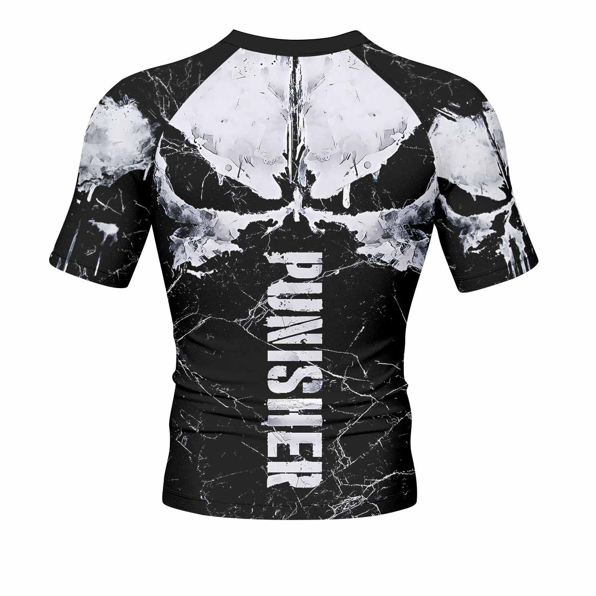 Punisher War Skull Men's Rash Guard Short Sleeve - back view mockup