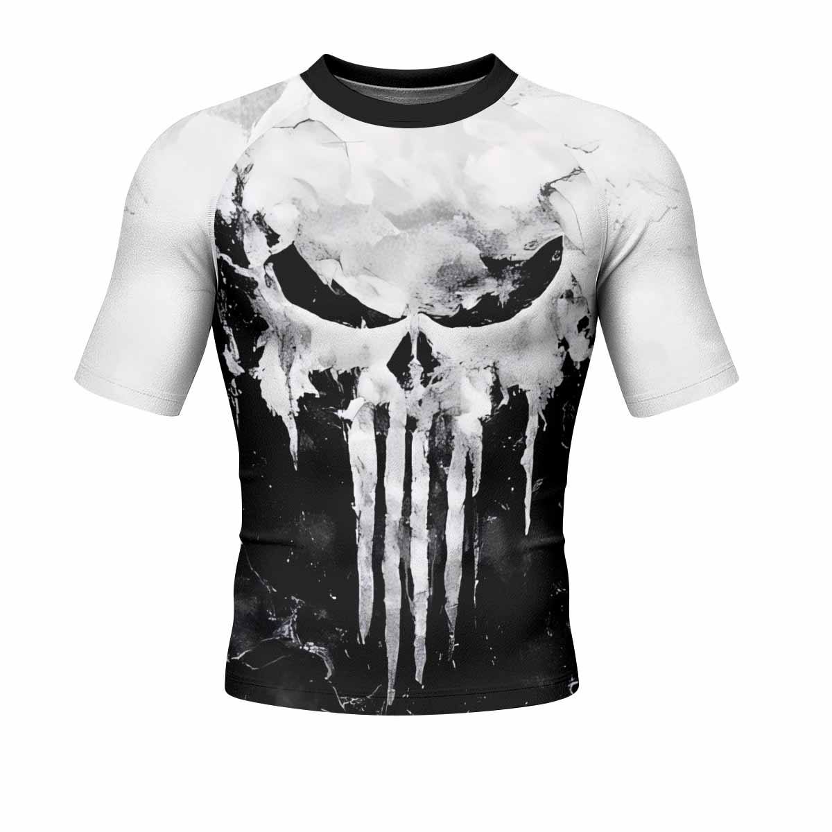 Punisher Ghost Skull Men's Rash Guard Short Sleeve - front view mockup