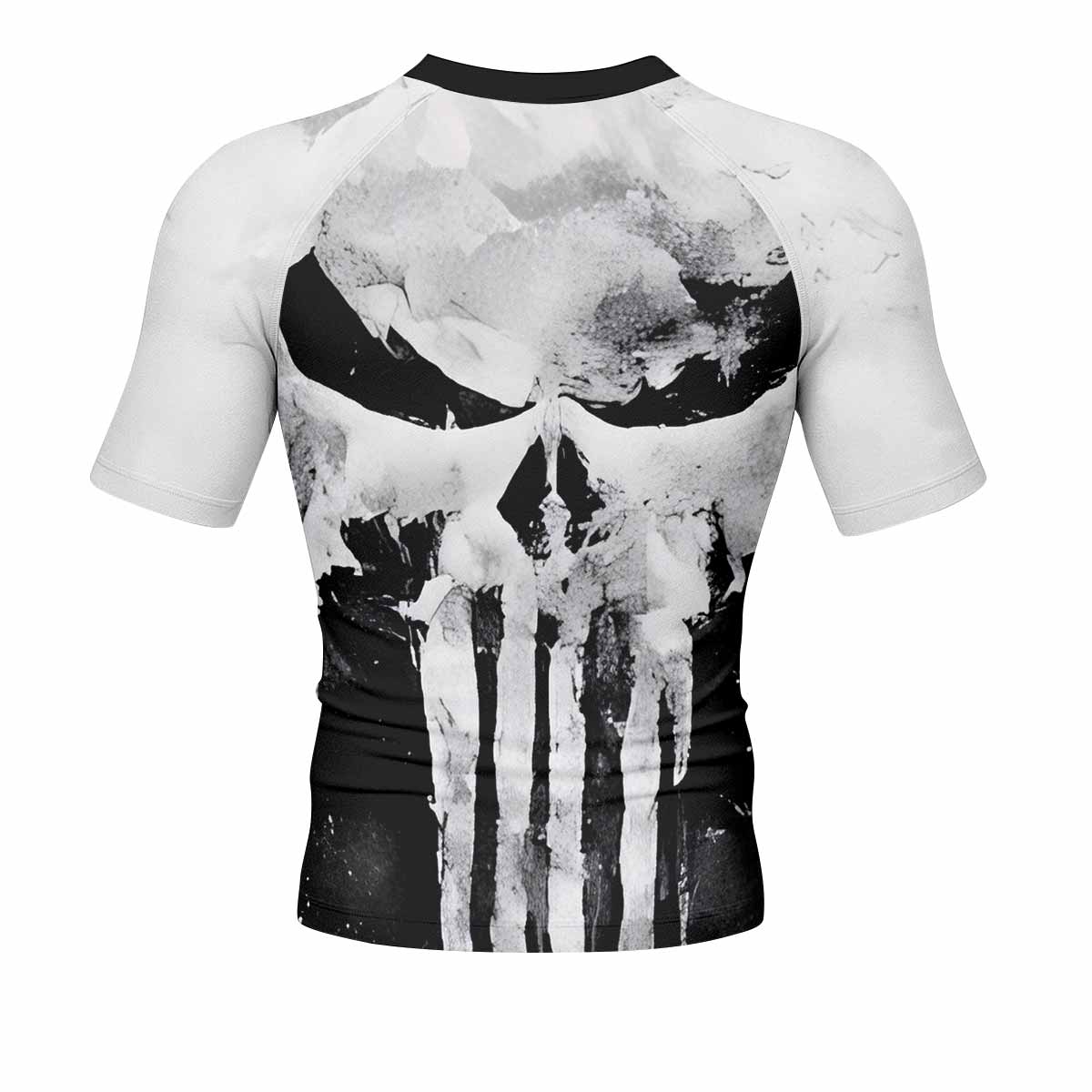 Punisher Ghost Skull Men's Rash Guard Short Sleeve - back view mockup