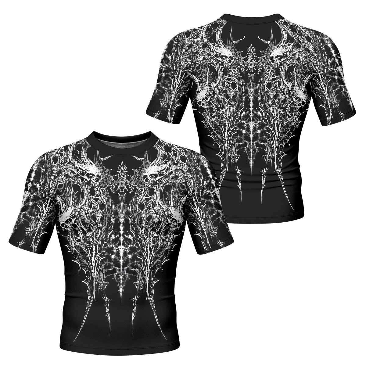 Compression Rash Guard Back Mortalis Dark Spine Rash Guard – Compression Rash Guard for Training ...