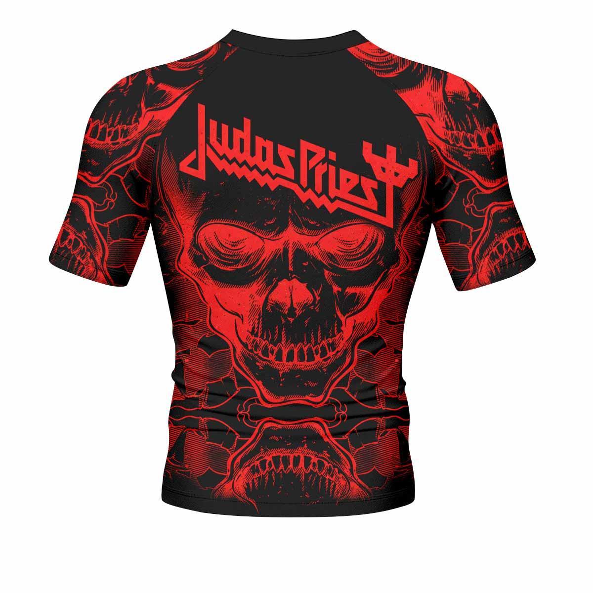 Judas Priest Skull Men's Rash Guard Short Sleeve - back view mockup