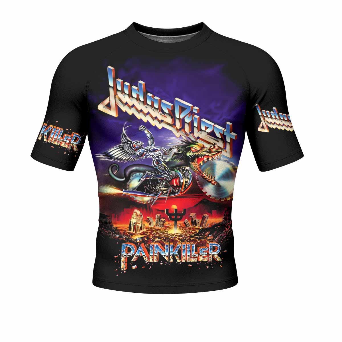 Judas Priest Painkiller Men's Rash Guard Short Sleeve - front view mockup