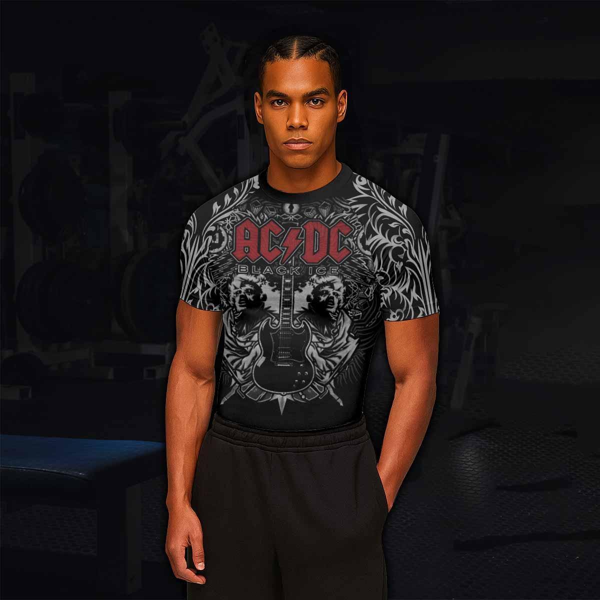 AC/DC Black Ice Men's Rash Guard Short Sleeve - lifestyle view