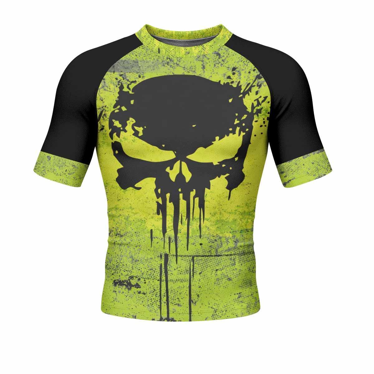 The Punisher Skull Men's Rash Guard Short Sleeve - front view mockup