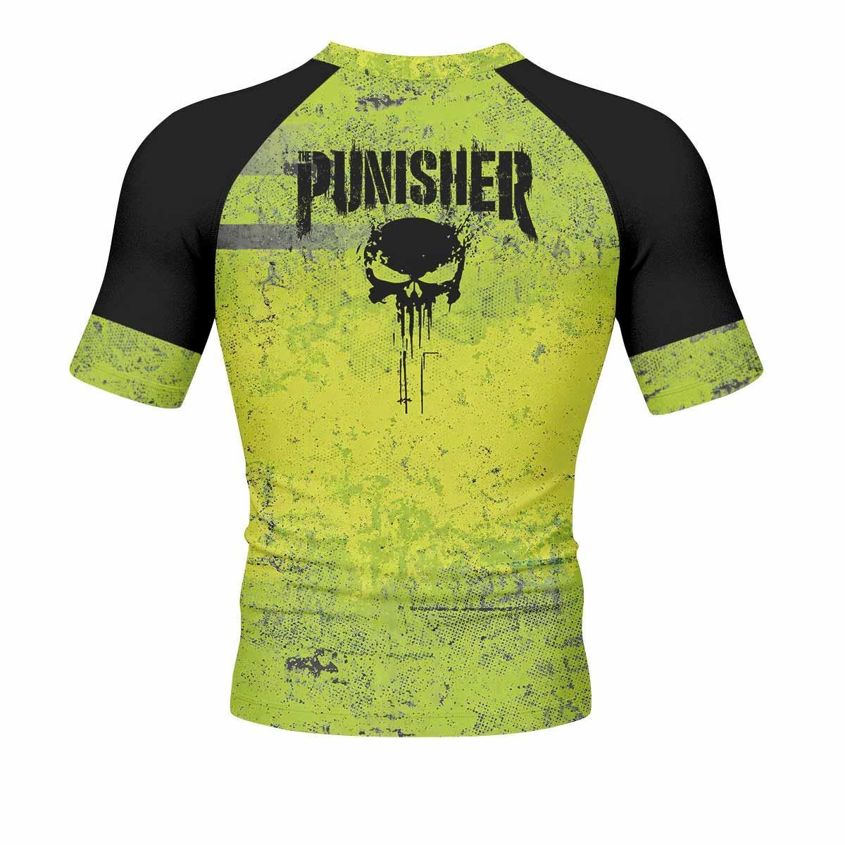 The Punisher Skull Men's Rash Guard Short Sleeve - back view mockup