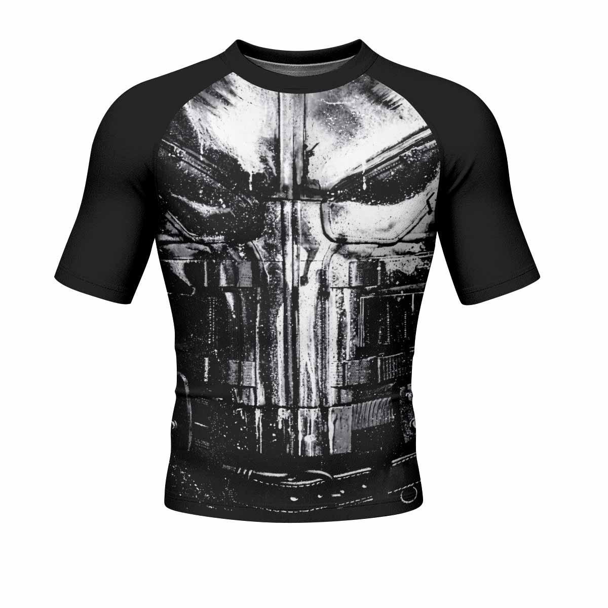 The Punisher War Mask Men's Rash Guard Short Sleeve - front view mockup