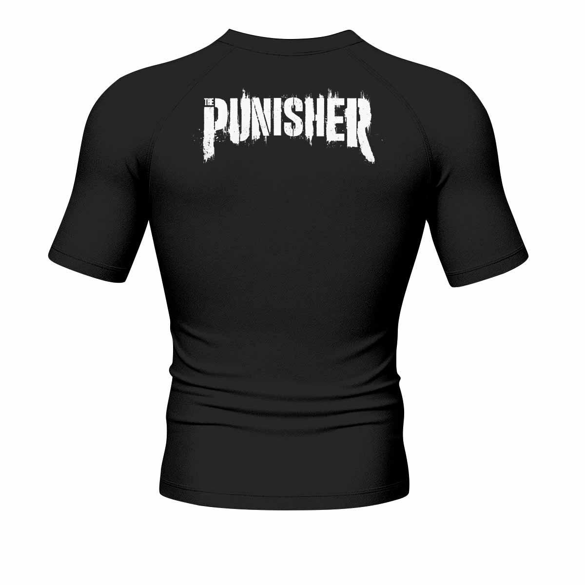 The Punisher War Mask Men's Rash Guard Short Sleeve - back view mockup