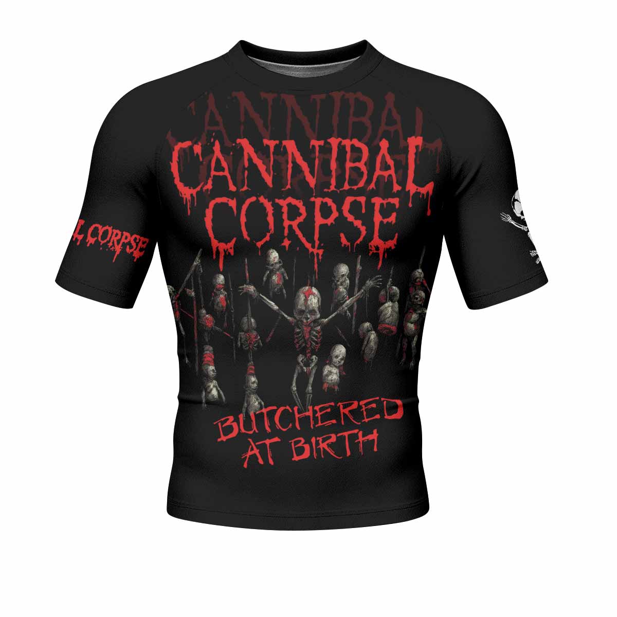 Cannibal Corpse Butchered at Birth Men's Rash Guard Short Sleeve - front view mockup