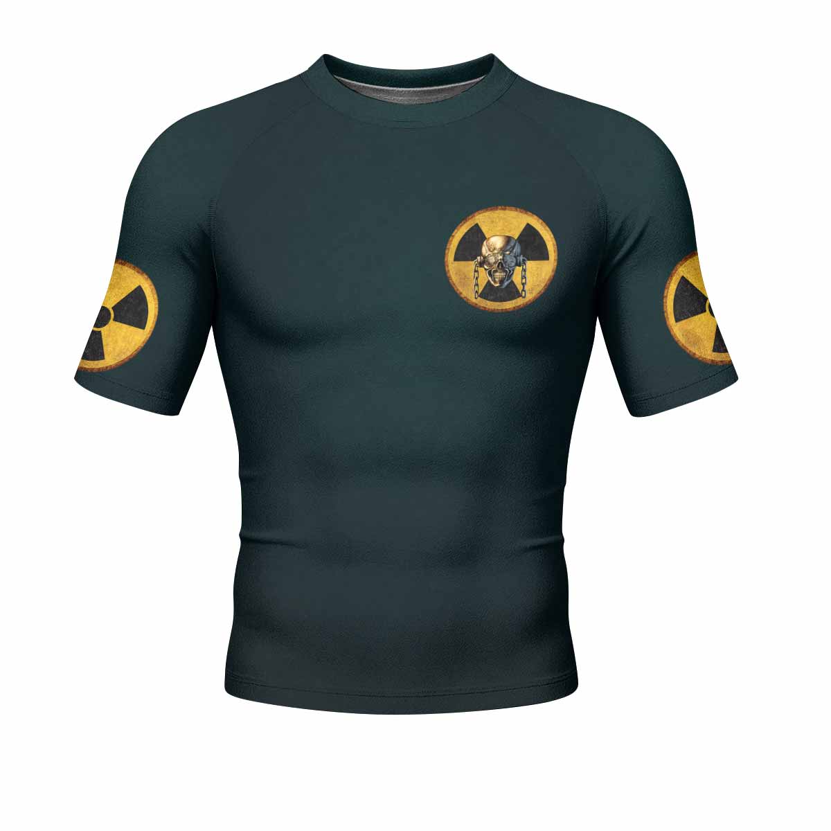 Megadeth Nuclear Skull Men's Rash Guard Short Sleeve - front view mockup