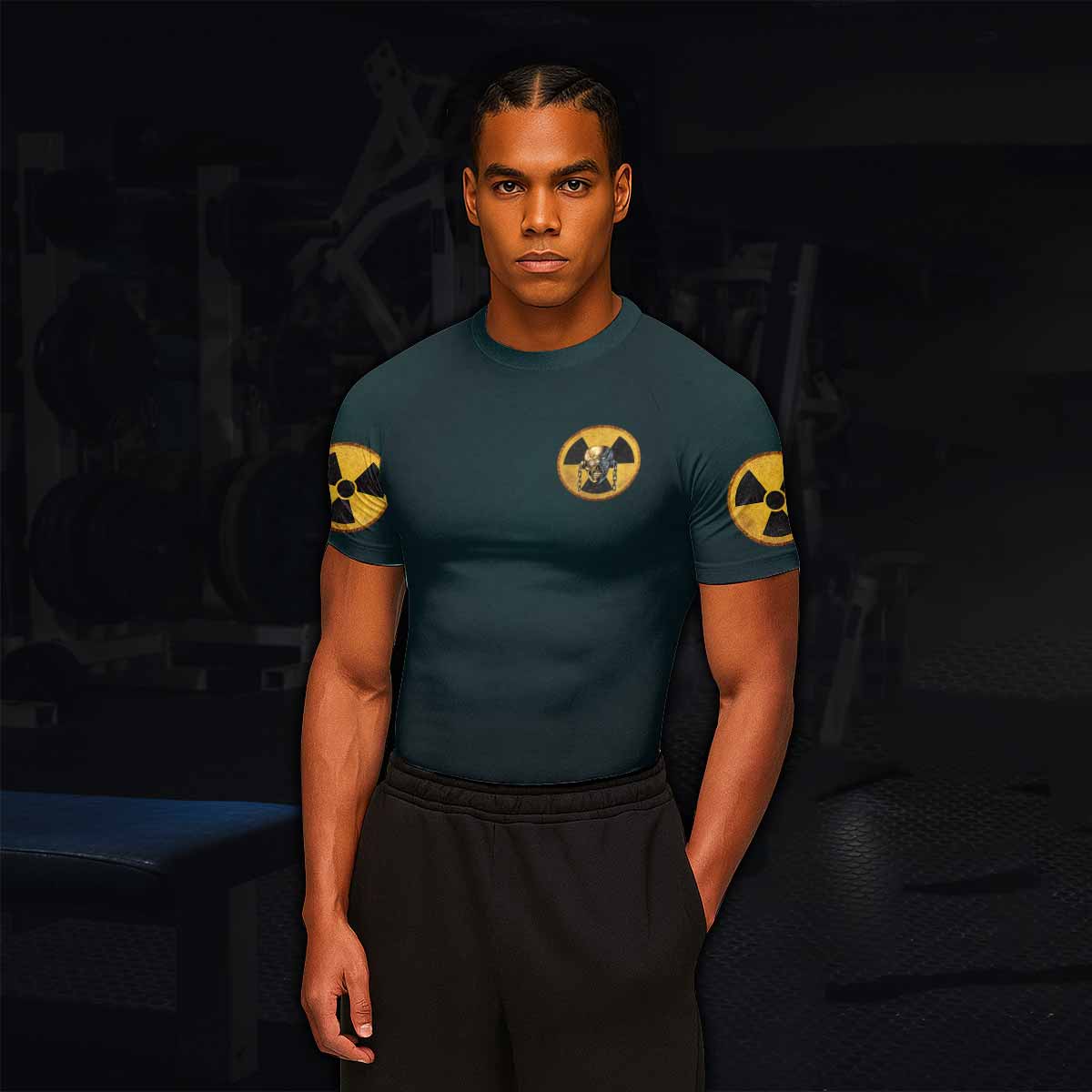 Megadeth Nuclear Skull Men's Rash Guard Short Sleeve - lifestyle view