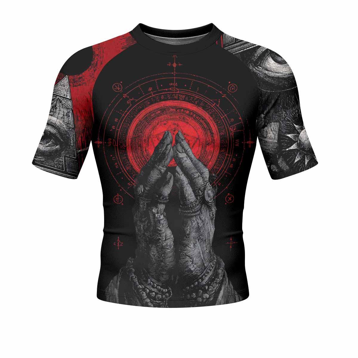 All Seeing Eye Men's Rash Guard Short Sleeve - front view mockup