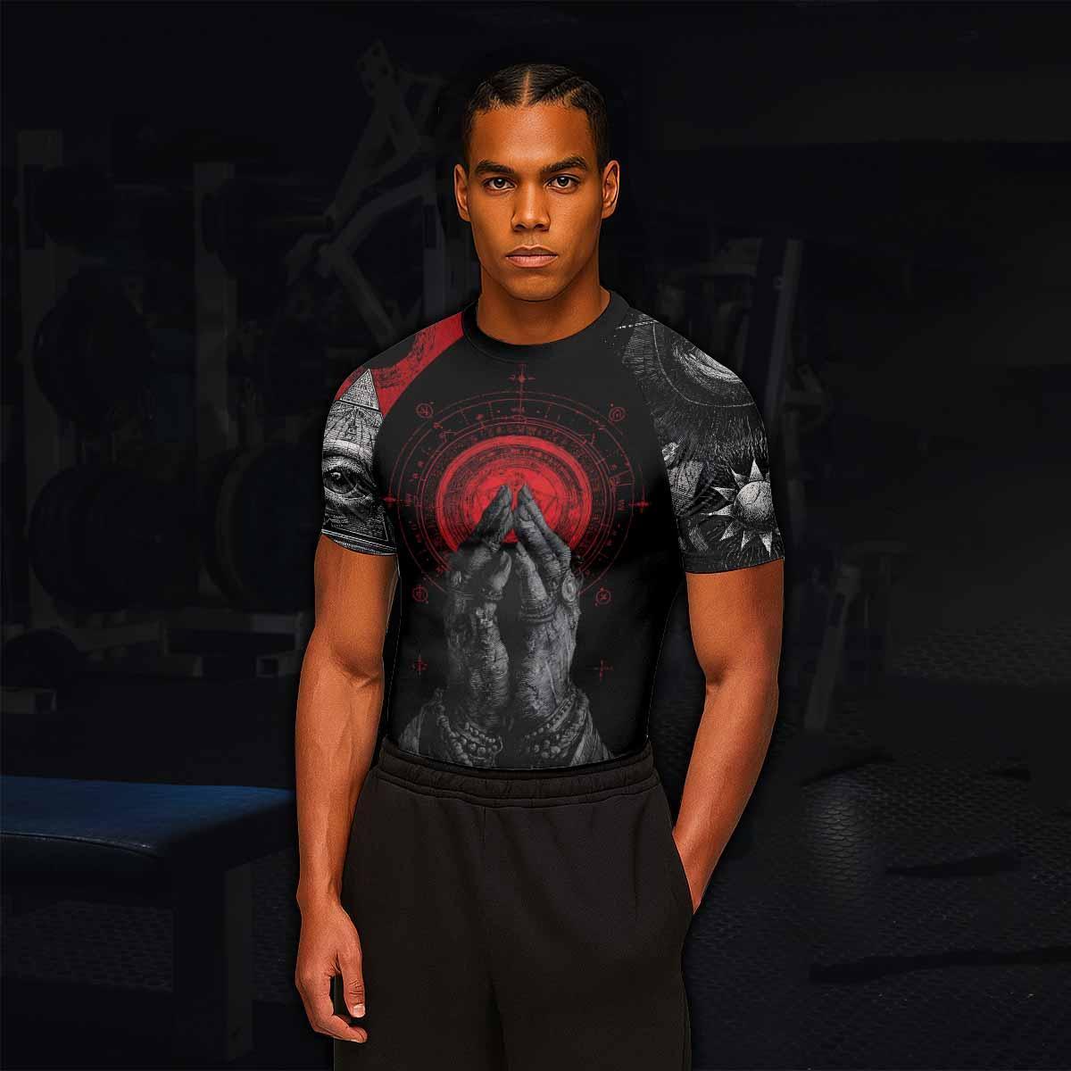 All Seeing Eye Men's Rash Guard Short Sleeve - lifestyle view