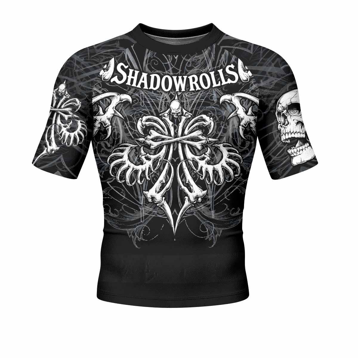 Shadowrolls Skull Cross Men's Rash Guard Short Sleeve - front view mockup