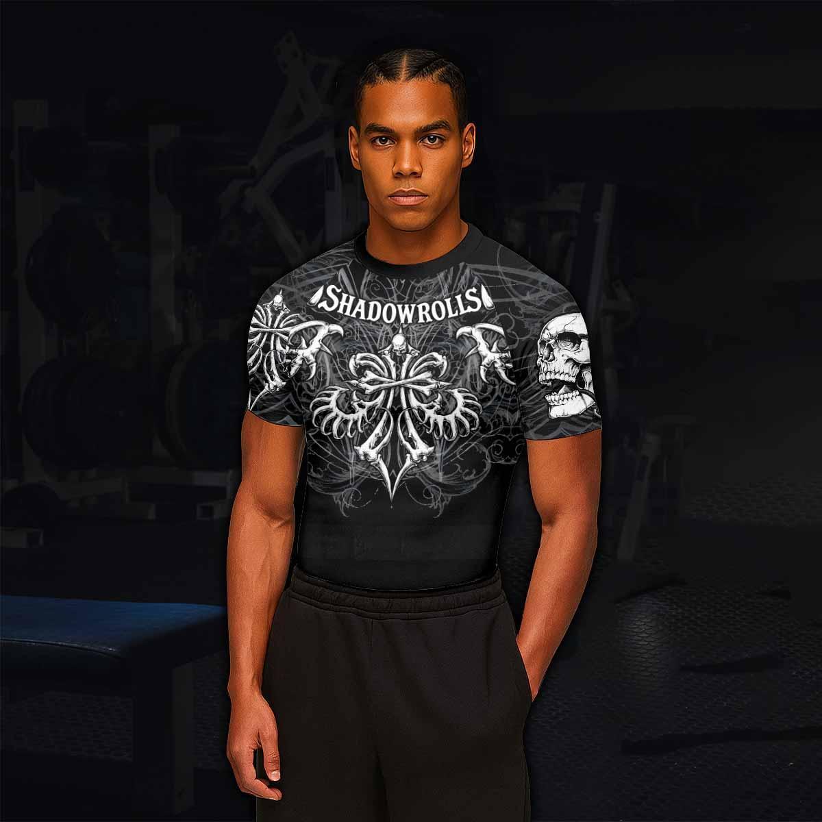Shadowrolls Skull Cross Men's Rash Guard Short Sleeve - lifestyle view