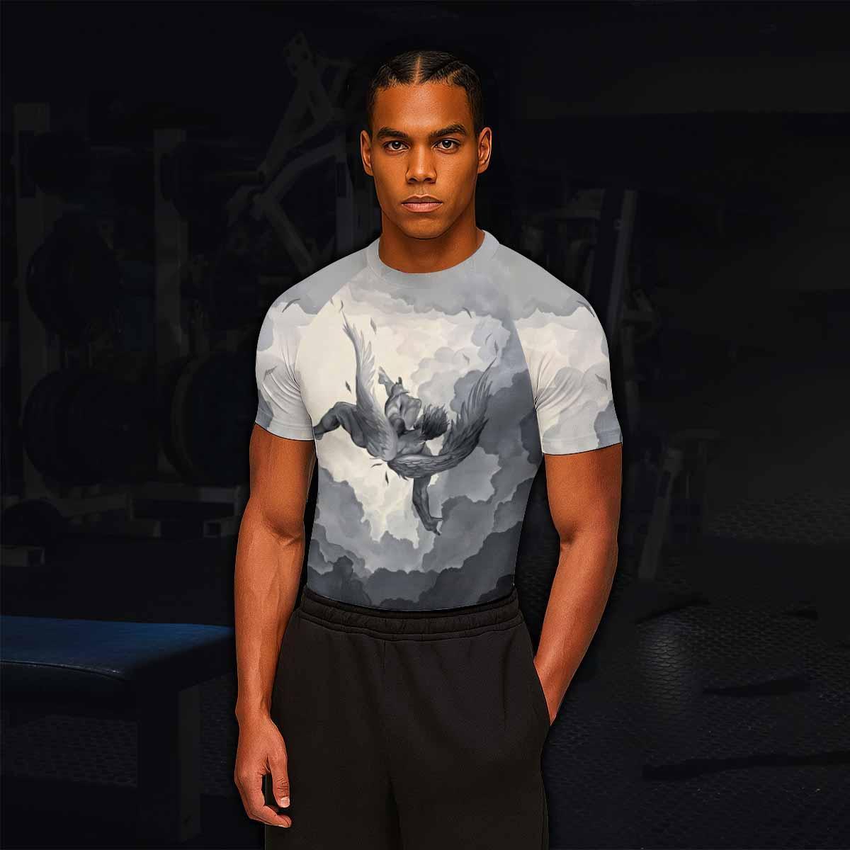 Icarus Too Close To The Sun Men's Rash Guard Short Sleeve - lifestyle view