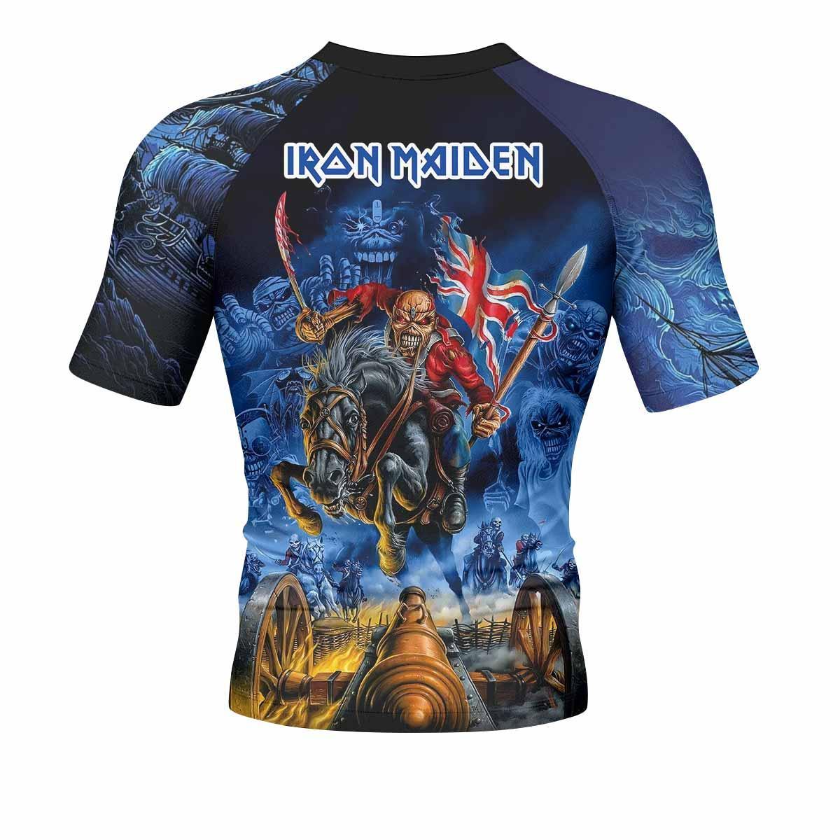 Iron Maiden England Flag Men's Rash Guard Short Sleeve - back view mockup