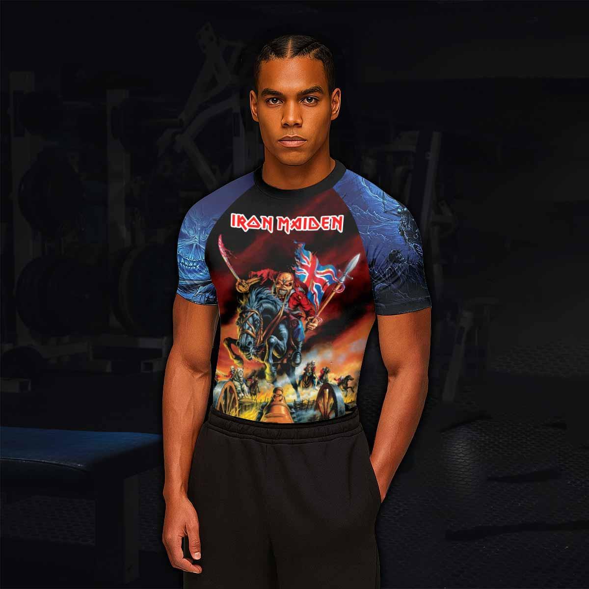 Iron Maiden England Flag Men's Rash Guard Short Sleeve - lifestyle view