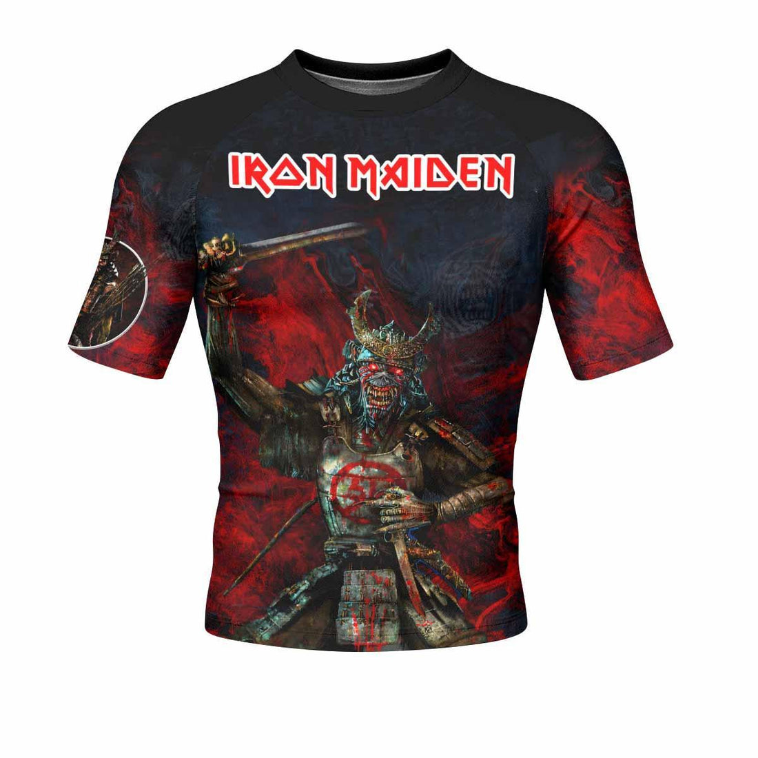Iron Maiden Senjutsu Men's Rash Guard Short Sleeve - front and back view