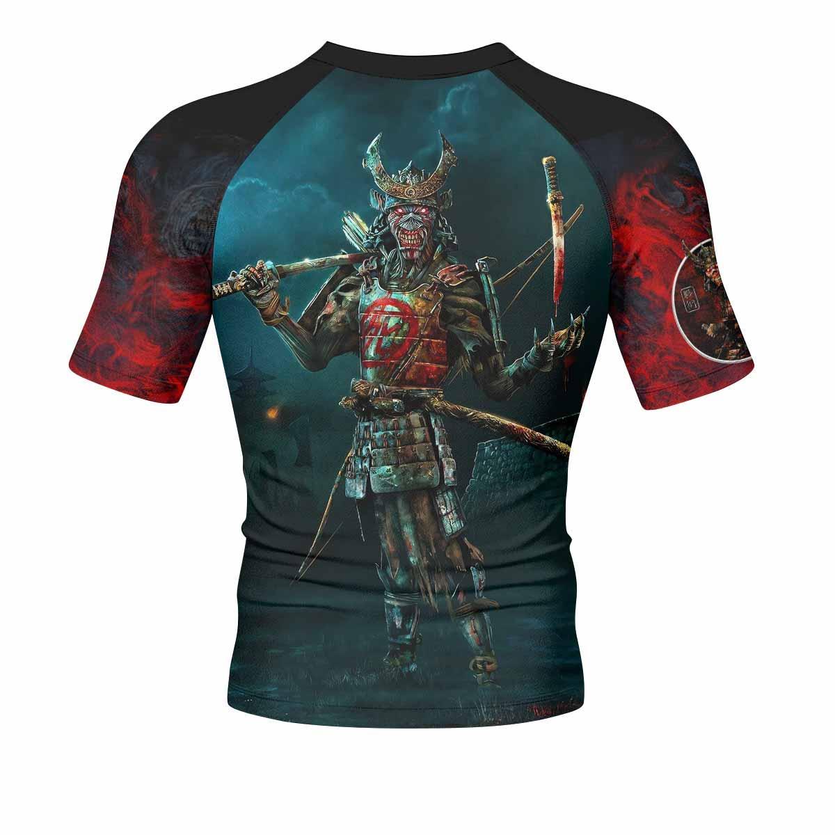 Iron Maiden Senjutsu Men's Rash Guard Short Sleeve - back view mockup