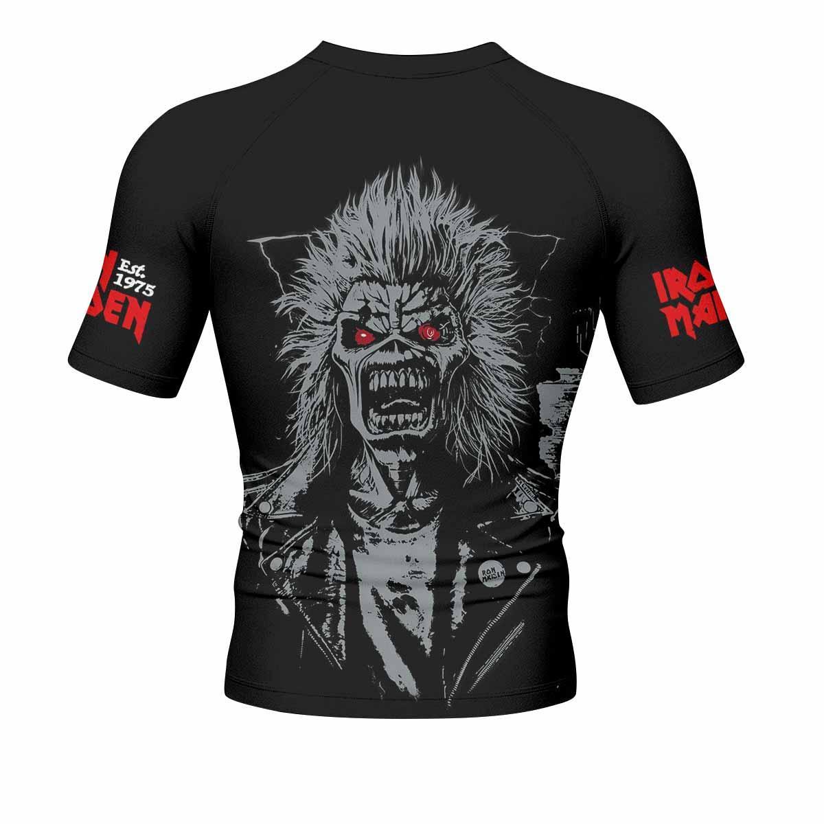 Iron Maiden Eddie the Head Men's Rash Guard Short Sleeve - back view mockup